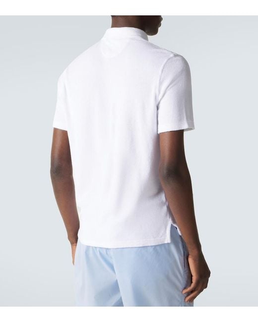 Fedeli White Cotton Terry Polo Shirt for men