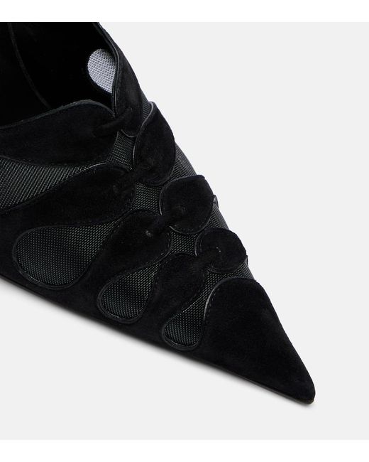 Christian Louboutin Black Circus Max Suede And Mesh Slingback Pumps