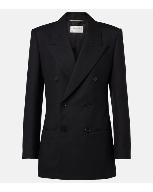 Saint Laurent Black Double-Breasted Wool Blazer