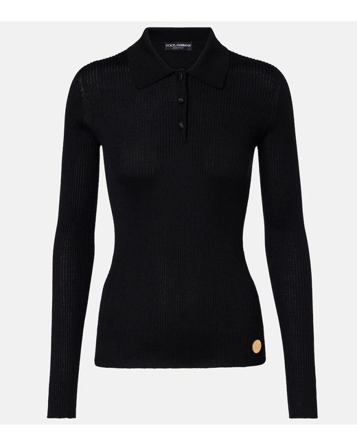 Dolce & Gabbana Black Cashmere Polo Sweater