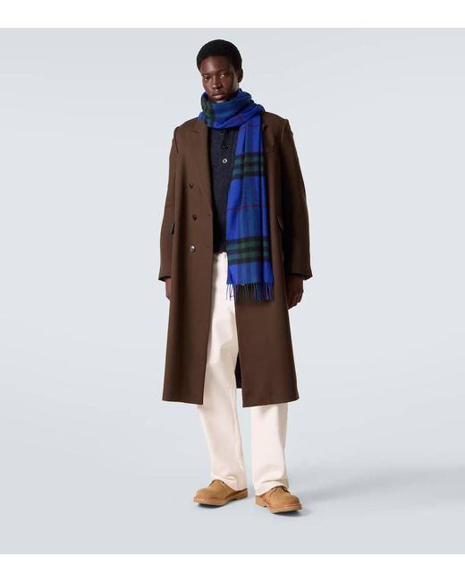 Burberry Blue Giant Check Cashmere Scarf for men