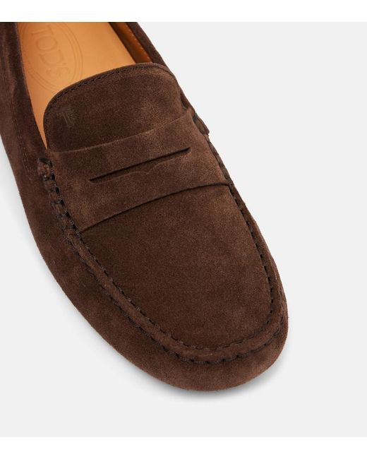 Tod's Brown Mokassins Gommino Aus Veloursleder