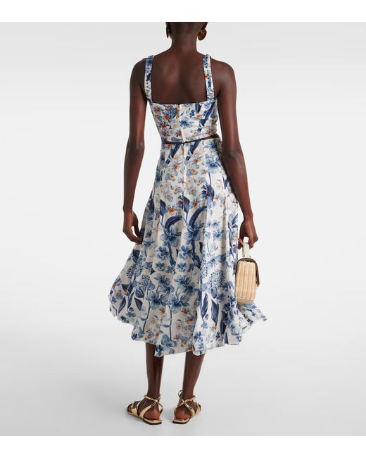 Agua Bendita Blue Mimosa Midi Skirt