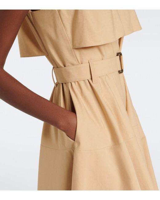 Burberry Natural Caped Cotton Poplin Midi Dress