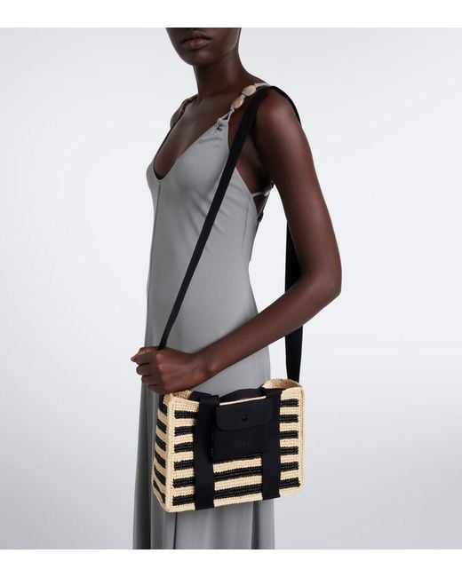 Eres Black Voyageur Mini Raffia Top-Handle Bag