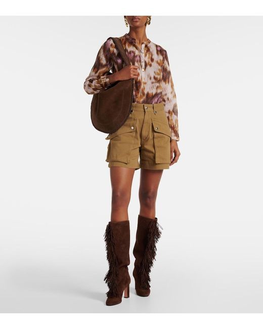 Aquazzura Brown Gytane 85 Fringed Suede Knee-High Boots