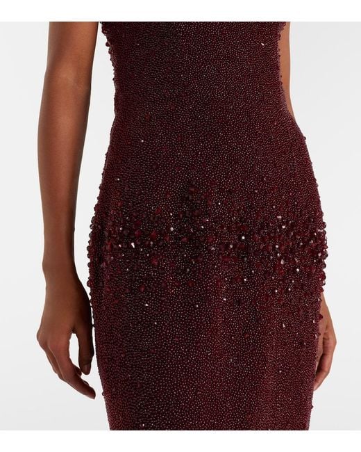 Clio Peppiatt Purple Tina Embellished Strapless Gown