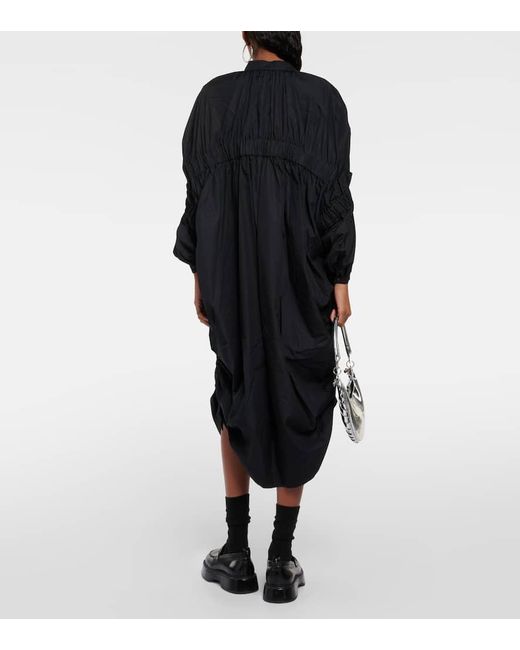 Vestido midi de algodon drapeado Noir Kei Ninomiya de color Black