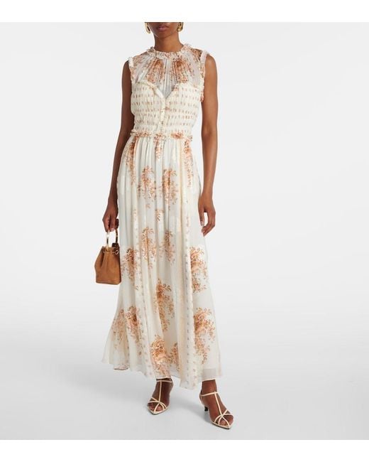 Ulla Johnson Natural Kasia Floral Silk-Blend Maxi Dress