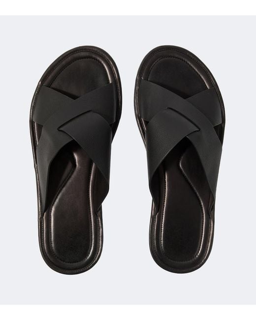 The Row Black Malick Cross Leather Sandals for men