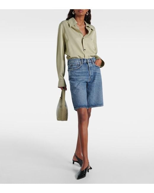 Agolde Blue Risha Low-Rise Denim Bermuda Shorts