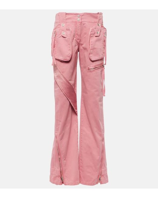 Blumarine Pink Low-Rise Straight Cargo-Jeans