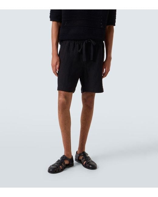 Commas Black Linen Shorts for men