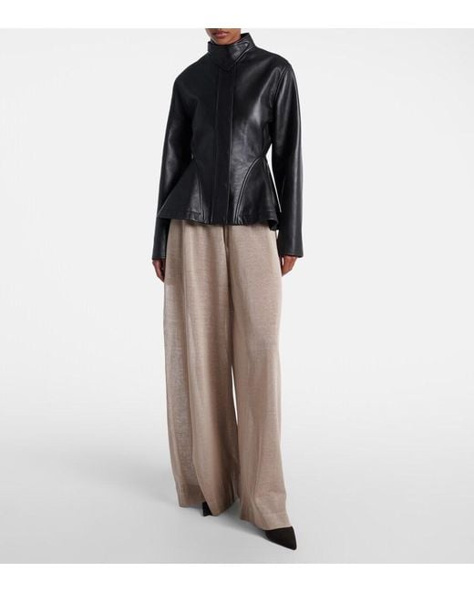 Alaïa Black Peplum Leather Jacket