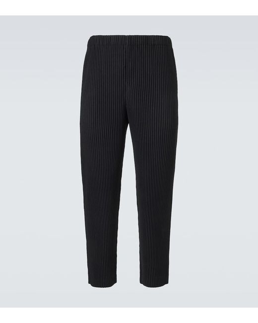 Homme Plissé Issey Miyake Black Tuxedo Pleats Straight Pants for men