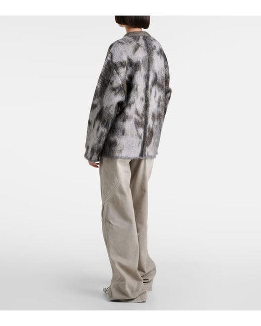 The Attico Gray Leopard-Print Jacquard Sweater