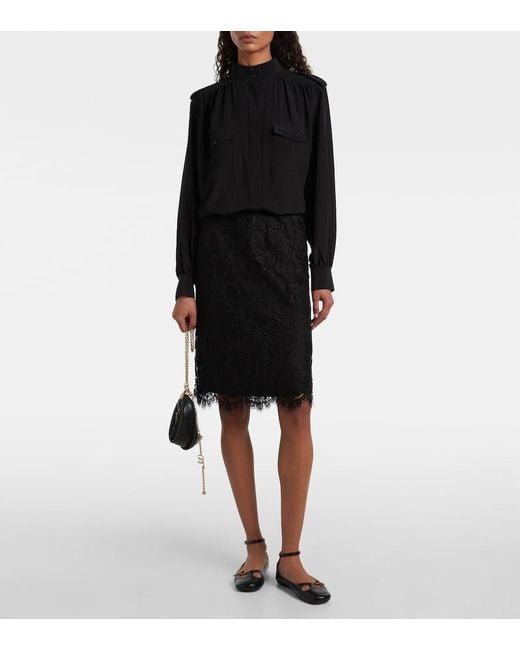 Chloé Black Floral Cotton-Blend Lace Miniskirt