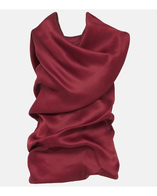 Khaite Red Luola Draped Silk Top