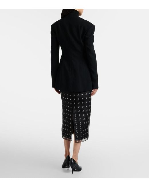 Emilia Wickstead Black Bethan Polka-Dot Silk Taffeta Pencil Skirt