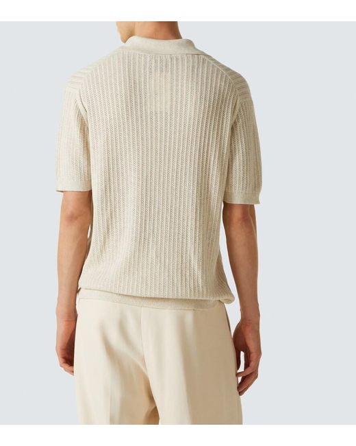 Frescobol Carioca Natural Rino Ribbed-Knit Cotton Polo Shirt for men