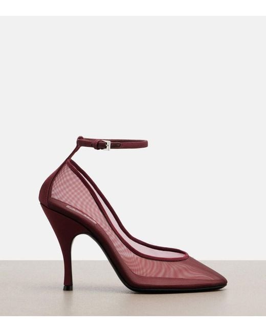 Alaïa Red Grosgrain-Trimmed Mesh Pumps