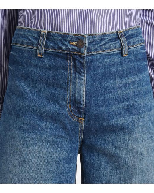 Nili Lotan Blue Megan Mid-Rise Wide-Leg Jeans