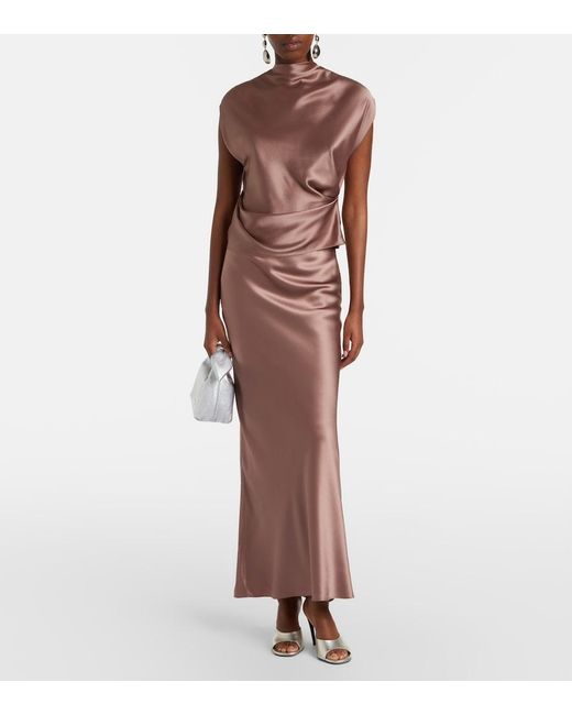 The Sei Pink Draped Silk Satin Top