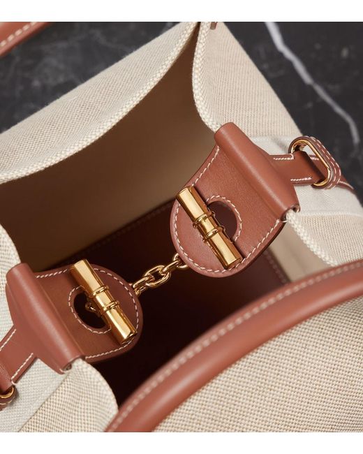 Loro Piana Natural Bale Small Leather-Trimmed Canvas Tote Bag