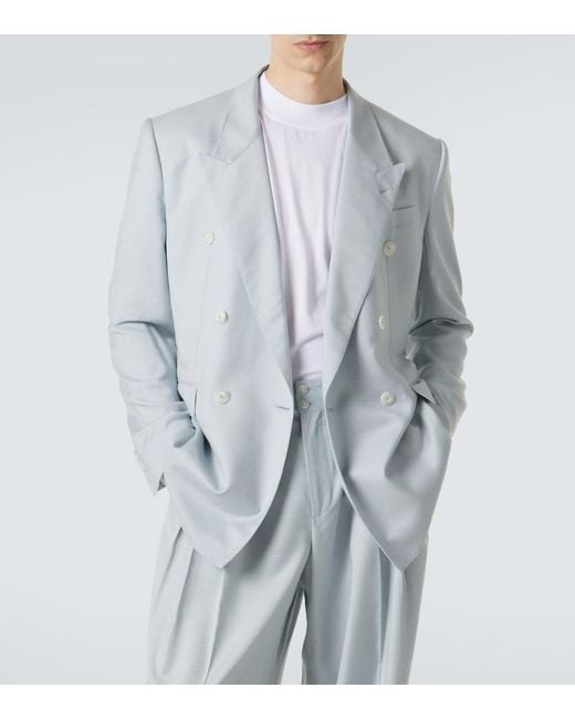 Dolce & Gabbana Blue Double-Breasted Blazer for men