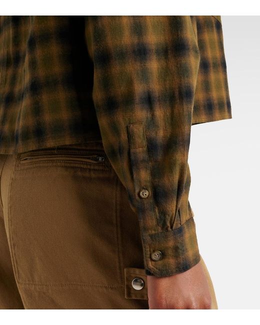 Isabel Marant Green Telina Plaid Cropped Cotton Shirt