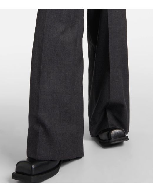 Acne Gray Asymmetric Mid-rise Wide-leg Pants
