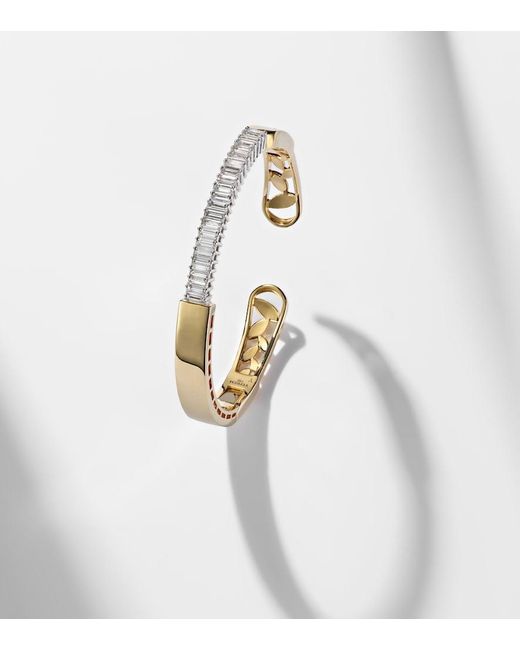 YEPREM Metallic Golden Strada 18Kt And Cuff Bracelet With Diamonds