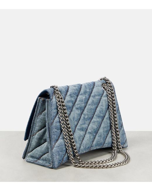 Balenciaga Blue Crush Medium Denim Shoulder Bag