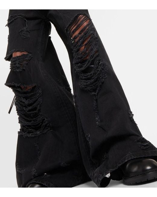 Vetements Black Distressed Wide-Leg Jeans