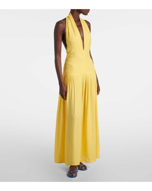 Proenza Schouler Yellow Tala Halterneck Georgette Maxi Dress