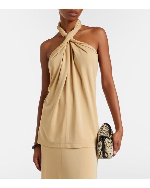 Totême  Natural Halterneck Jersey Top