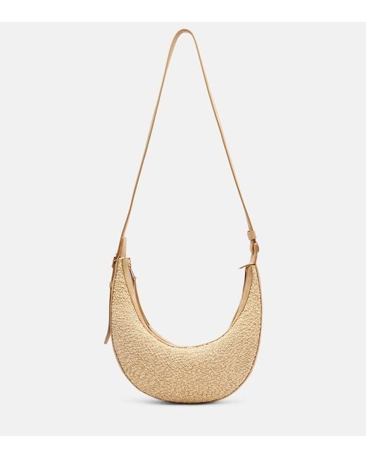 Khaite White Augustina Small Raffia And Suede Crossbody Bag