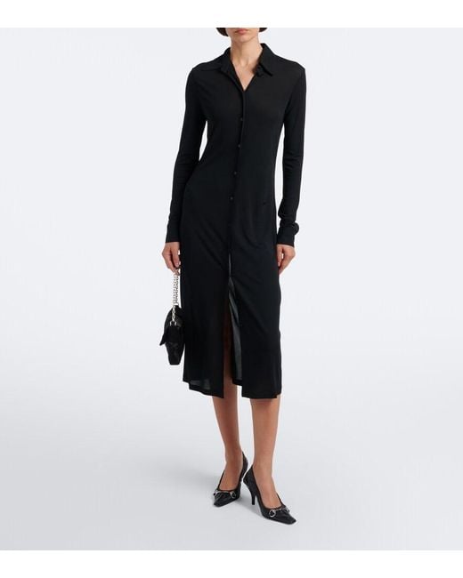 Gucci Black Semi-Sheer Crepe Jersey Shirt Dress