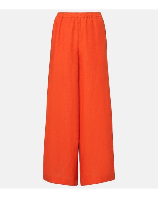 Eres Red Select Linen Wide-Leg Pants