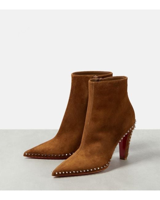 Christian Louboutin Brown Ankle Boots Vidura Aus Veloursleder