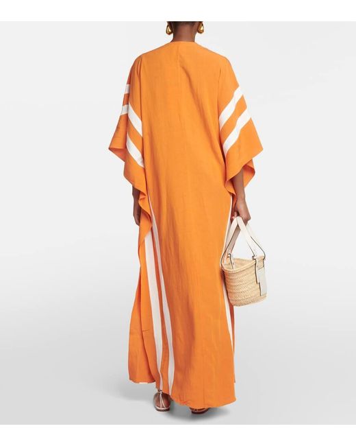 Caftano Sash in misto lino di Adriana Degreas in Orange
