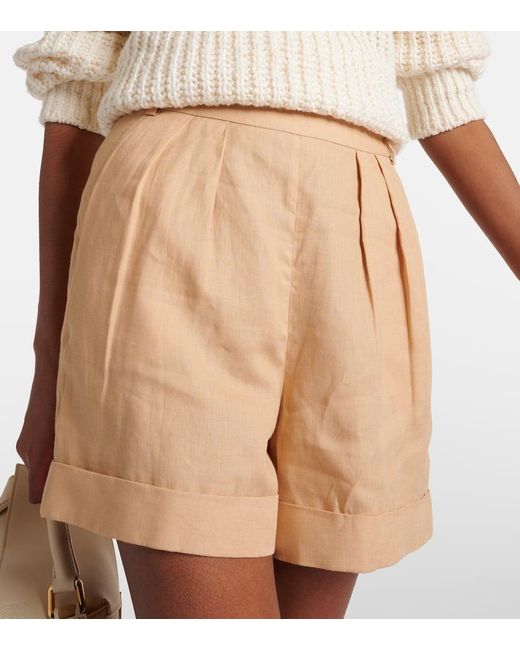 Shorts de lino plisados Loro Piana de color Natural