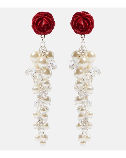 Magda Butrym Red Rosedrop Embellished Sterling Silver Drop Earrings