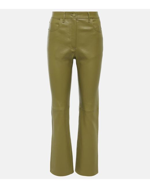 Joseph Green Stretch Duke Leather Straight Pants