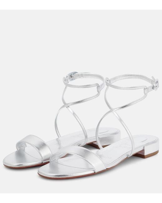 Christian Louboutin White Miss Choca Metallic Leather Sandals