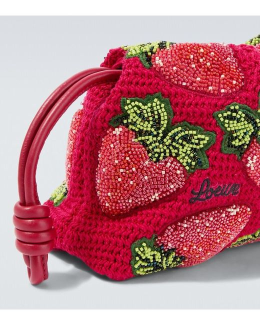 Loewe Red Paula's Ibiza Flamenco Mini Beaded Clutch for men