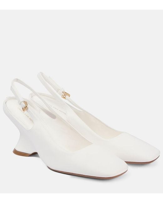 Dries Van Noten White 75 Leather Wedges