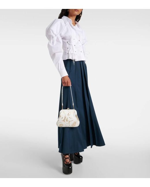 Vivienne Westwood White Vivienne's Embellished Leather Shoulder Bag