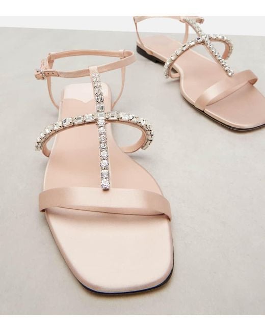 Jimmy Choo Pink Gwyn Crystal-Embellished Leather Sandals