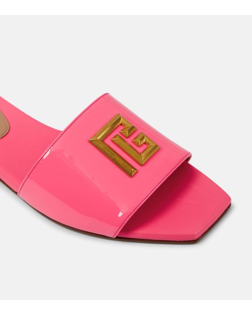 Balmain Pink Dafne Patent Leather Slides